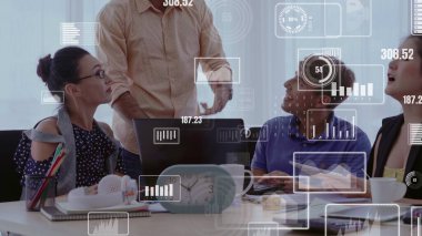 Kurumsal personel toplantısında iş adamlarının kavramsal vizyonu