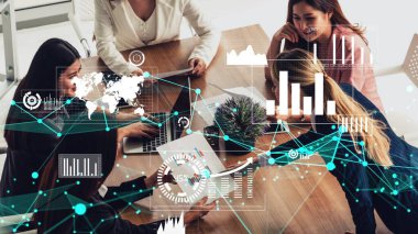 Kurumsal personel toplantısında iş adamlarının kavramsal vizyonu