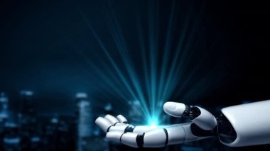 Gelecekçi robot yapay zeka yapay zeka aydınlatıcı yapay zeka teknolojisi konsepti