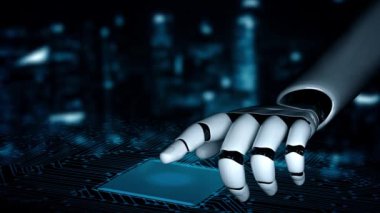 Gelecekçi robot yapay zeka yapay zeka aydınlatıcı yapay zeka teknolojisi konsepti