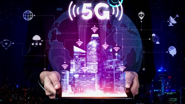 5G Communication Technology of Internet Network концептуальна — стокове відео