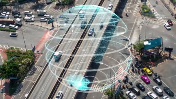 Veranderingsconcept voor slimme vervoerstechnologie voor toekomstige wegverkeersleiding — Stockvideo