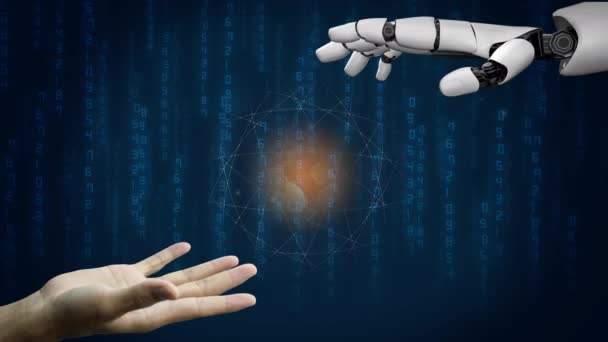 Futuristisk robot artificiell intelligens revolutionerande AI-teknik koncept — Stockvideo