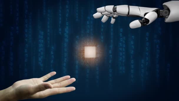 Futuristisk robot artificiell intelligens revolutionerande AI-teknik koncept — Stockvideo