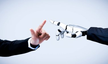 Yapay zeka ve makine öğrenimi AI droid robotu veya cyborg