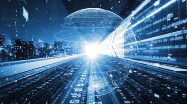 Fütürist küresel ağ ve üç boyutlu dijital veri transferi grafiği