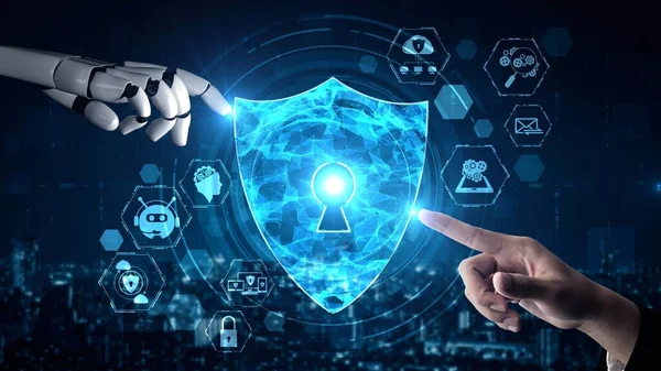 Gelecekçi robot yapay zeka yapay zeka aydınlatıcı yapay zeka teknolojisi konsepti