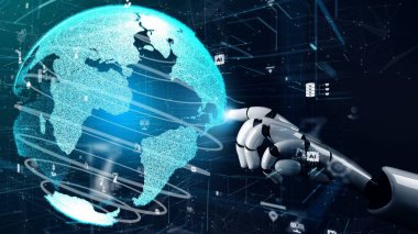 Gelecekçi robot yapay zeka devrimci yapay zeka teknolojisi konsepti