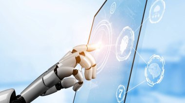 Gelecekçi robot yapay zeka devrimci yapay zeka teknolojisi konsepti