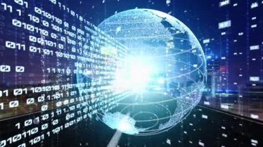 Fütürist küresel ağ ve üç boyutlu dijital veri transferi grafiği