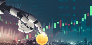 Geleceğin yapay zekası robot yapay zeka kavramını düşünüyor.