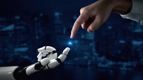 Gelecekçi robot yapay zeka yapay zeka aydınlatıcı yapay zeka teknolojisi konsepti — Stok video