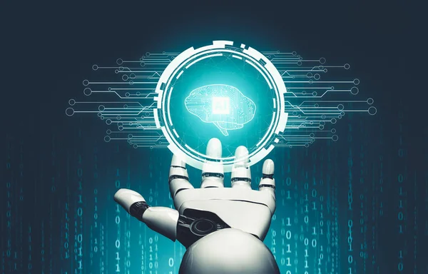 Φουτουριστικό AI σκέφτεται ρομπότ ρομπότ τεχνητή νοημοσύνη έννοια — Φωτογραφία Αρχείου
