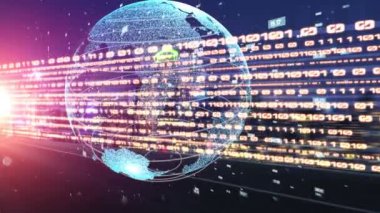 Fütürist küresel ağ ve üç boyutlu dijital veri transferi grafiği