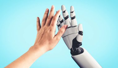 Yapay zeka ve makine öğrenimi AI droid robotu veya cyborg