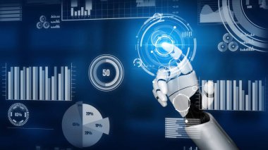 Gelecekçi robot yapay zeka devrimci yapay zeka teknolojisi konsepti