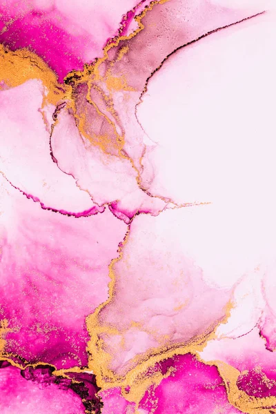 Růžové zlato abstraktní pozadí mramoru tekutý inkoust umění malba na papíře . — Stock fotografie
