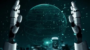 Gelecekçi robot yapay zeka yapay zeka aydınlatıcı yapay zeka teknolojisi konsepti