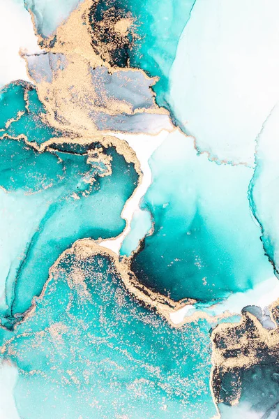 Kağıt üzerinde mermer sıvı mürekkep resminin okyanus mavisi soyut arkaplanı .