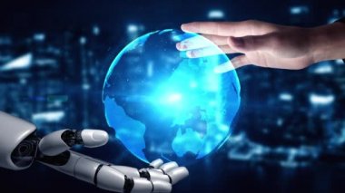 Gelecekçi robot yapay zeka yapay zeka aydınlatıcı yapay zeka teknolojisi konsepti
