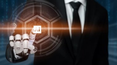 Gelecekçi robot yapay zeka devrimci yapay zeka teknolojisi konsepti