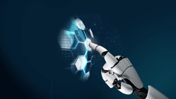 Футуристический робот, искусственный интеллект и концепция технологии AI — стоковое видео