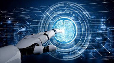 Gelecekçi robot yapay zeka yapay zeka aydınlatıcı yapay zeka teknolojisi konsepti