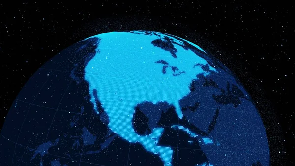 3D Digitale orbitale aarde in cyberspace met concept van netwerktechnologie — Stockfoto