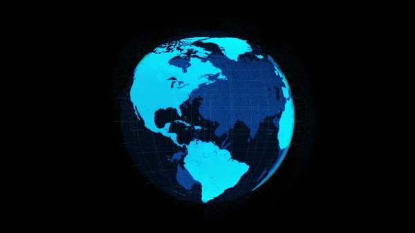 3D Terre orbitale numérique dans le cyberespace montrant le concept de technologie de réseau — Photo
