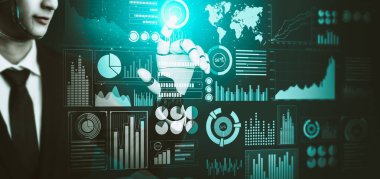 Geleceğin yapay zekası robot yapay zeka kavramını düşünüyor.