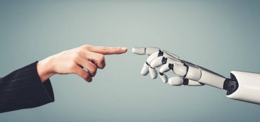 Yapay zeka ve makine öğrenimi AI droid robotu veya cyborg