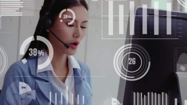 Atendimento ao cliente call center fornecer dados em visão conceitual — Vídeo de Stock