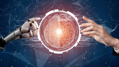 Gelecekçi robot yapay zeka devrimci yapay zeka teknolojisi konsepti