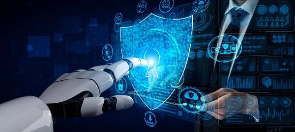 Toekomstige kunstmatige intelligentie en machine learning voor AI droid robot of cyborg — Stockfoto