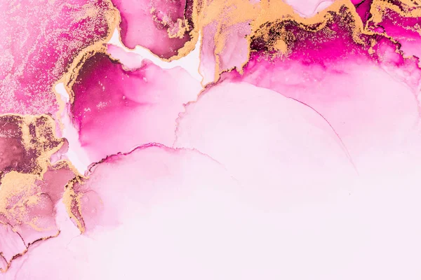 Oro rosa fondo abstracto de mármol tinta líquida pintura de arte sobre papel . —  Fotos de Stock