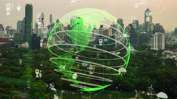Green City-Technologie auf dem Weg zu nachhaltigem Veränderungskonzept — Stockfoto