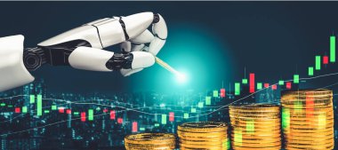 Geleceğin yapay zekası robot yapay zeka kavramını düşünüyor.