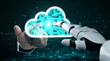 Gelecekçi robot yapay zeka yapay zeka aydınlatıcı yapay zeka teknolojisi konsepti