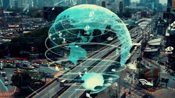 Концепція зміни технології розумного транспорту для майбутнього дорожнього руху — стокове відео