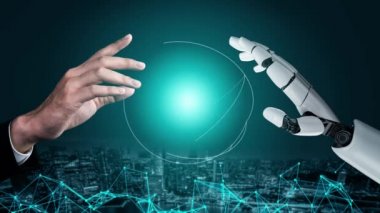 Gelecekçi robot yapay zeka devrimci yapay zeka teknolojisi konsepti