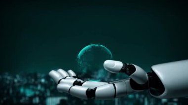 Gelecekçi robot yapay zeka yapay zeka aydınlatıcı yapay zeka teknolojisi konsepti