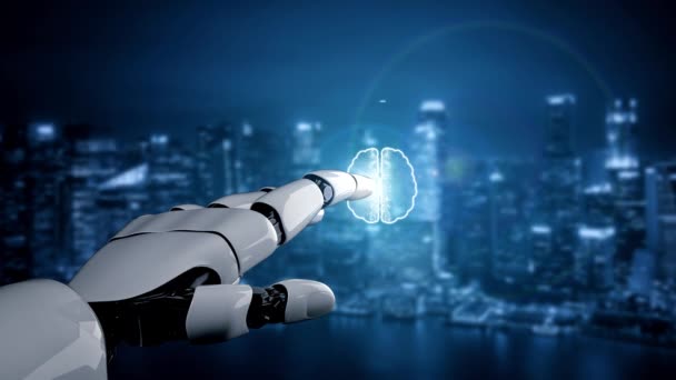 미래 지향적 로봇 인공지능 이 인공지능 기술 개념을 계몽하다 — 비디오