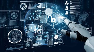 Gelecekçi robot yapay zeka devrimci yapay zeka teknolojisi konsepti