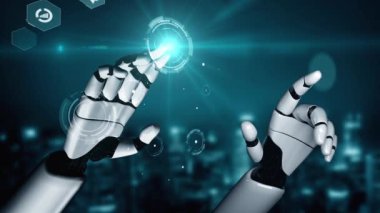 Gelecekçi robot yapay zeka yapay zeka aydınlatıcı yapay zeka teknolojisi konsepti