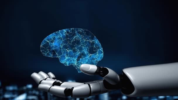 Futuristische Roboter-Künstliche Intelligenz erhellt KI-Technologie-Konzept — Stockvideo