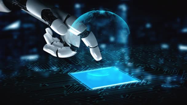 Robot futuriste intelligence artificielle éclairant concept de technologie IA — Video