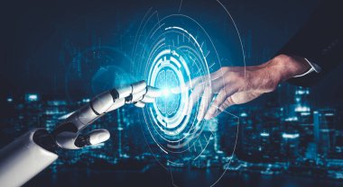 Yapay zeka ve makine öğrenimi AI droid robotu veya cyborg