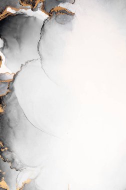 Kağıt üzerinde mermer sıvı mürekkep resminin siyah altın soyut arkaplanı .