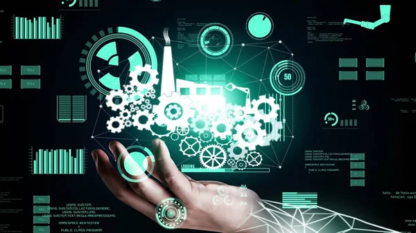 Futuristic industry 4.0 and inventive mechanized engineering concept — Stockfoto