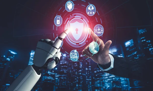 Yapay zeka ve makine öğrenimi AI droid robotu veya cyborg